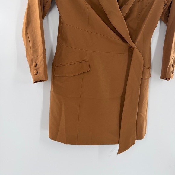 Ade Samuel for INC Brown Hooded Blazer Dress Wrap Tie Front Tawny L NEW - Picture 6 of 9